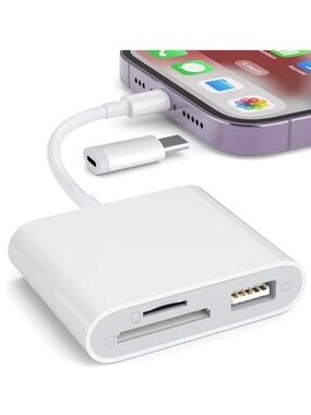 SD Card Reader for iPhone iPad USB-C Lightning Adapter